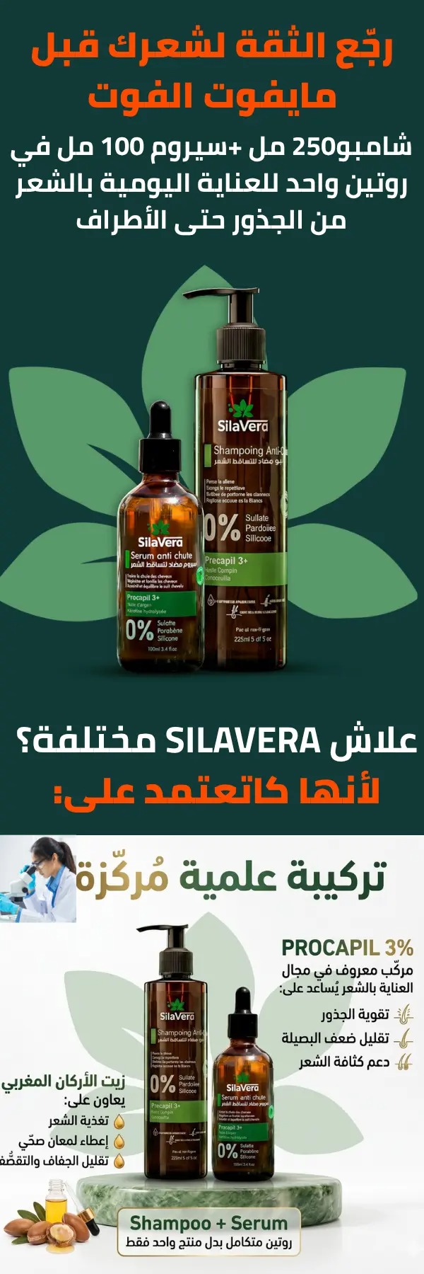Silavera شامبو + سيروم ضد القشرة بتركيبة مغربية طبيعية
